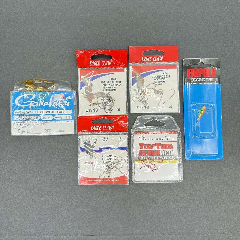 Fishing Lot Rapala Jigging Rap W2 GT 1/8 oz + Variety of Fishing Hooks
